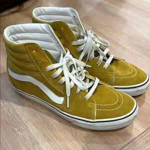Vans Mustard High-Top Sneakers with White Accents. Size 10
